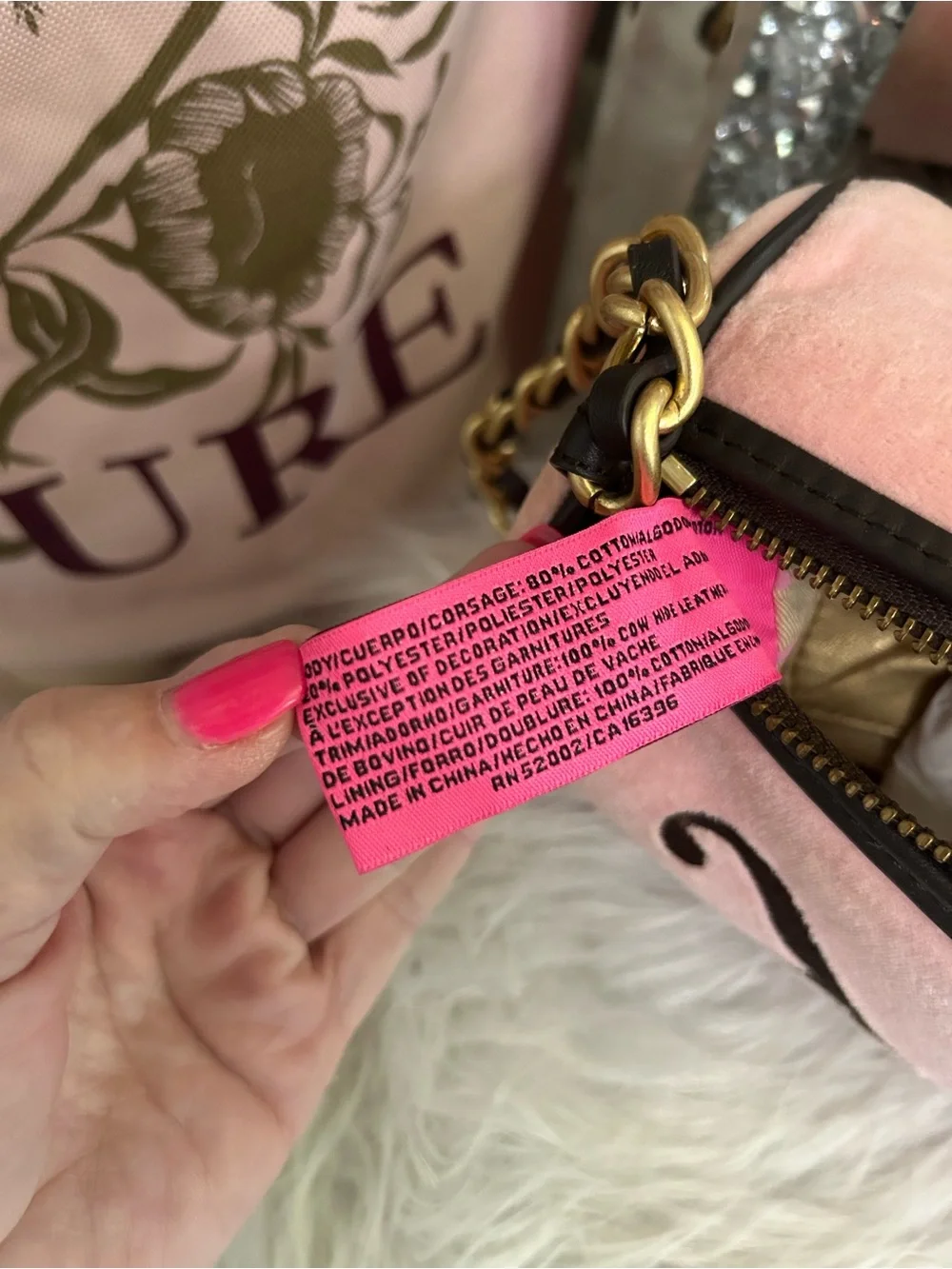NWT Y2K Vintage 2007 Juicy Couture Pink Velour Brown Leather Tootsie Barrel Bag
